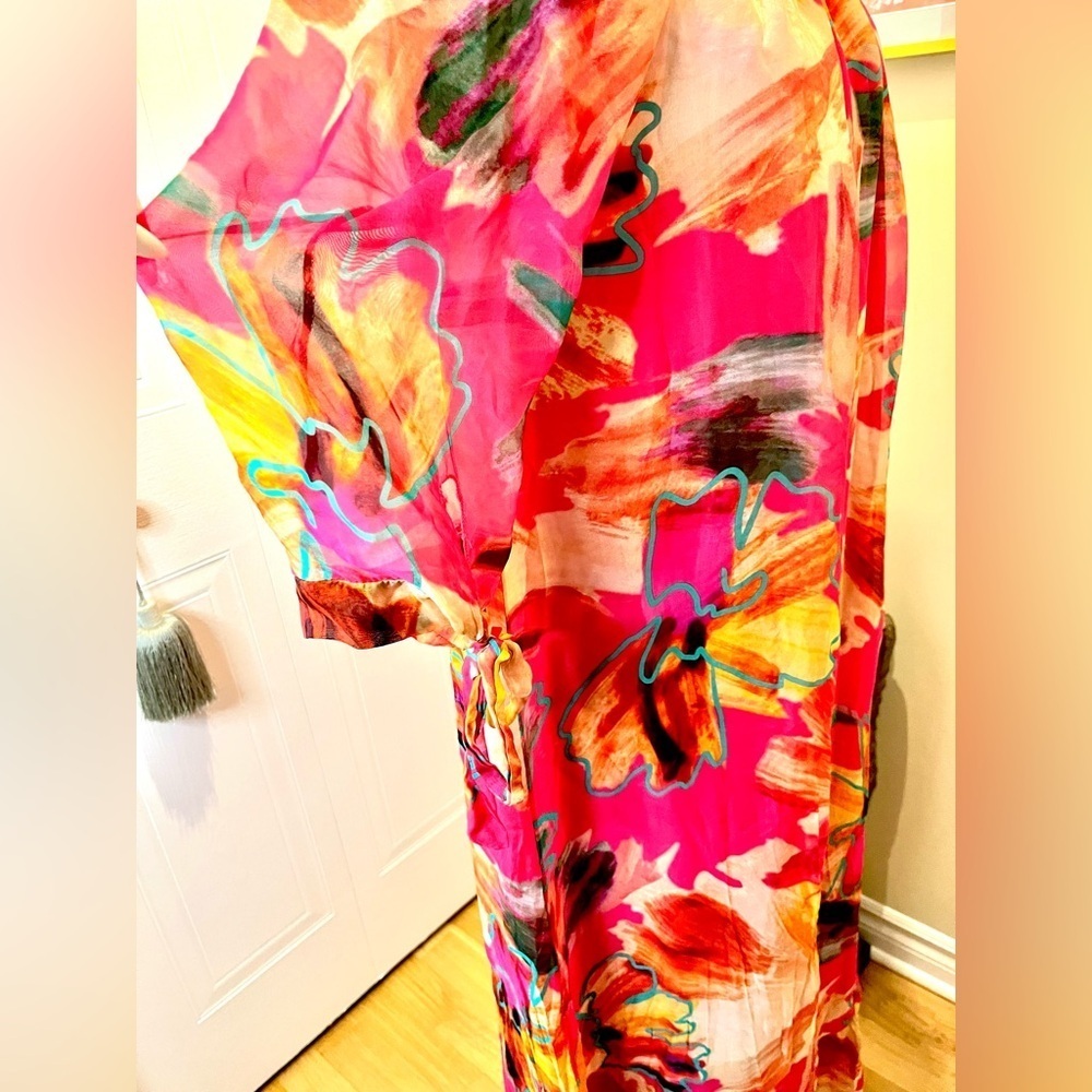 HF Moda Italia Floral Maxi Dress,Multicolour,Off Shoulder,Tie Sleeves ๐ธ๐บ๐ผ - Picture 4 of 16